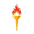 The Goblet of Fire. Torch with a burning fire. Fiery torch of the champion\'s victory. Flame emblem. Blazing fire