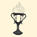 Goblet of fire. Vector. Clip art. Magical cup