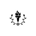 Goblet of fire, victory black icon concept. Goblet of fire, victory flat vector symbol, sign, illustration.