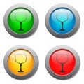 Goblet icon glass button set