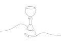 Goblet one line art. Continuous line drawing of sport, award, distinction, victory, trophy, first, chalice, winner