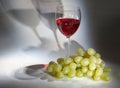 Goblet red wine, white grape Royalty Free Stock Photo