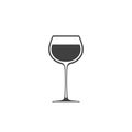 Goblet of wine icon, wineglass placed on white background