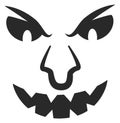 Goblin or ghoul face. Black horror stencil template