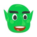 Goblin Green Sign Emoji Icon Illustration. Fantasy Vector Symbol Emoticon Design Clip Art Sign Comic Style.