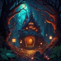 Goblin Grotto\'s Enchanted Serenity - AI Generative By Halloween AI