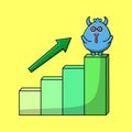 Goblin monster cute businessman a inflation chart Royalty Free Stock Photo