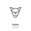 Goblin outline vector icon. Thin line black goblin icon, flat vector simple element illustration from editable fairy tale concept