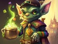 A goblin wearing rainbow sweater on a St. Patrick\'s Day