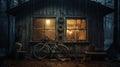 Goblincore-inspired Bike Stand In Abandoned House Window