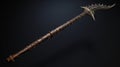 Goblincore-inspired 3d Render Of Spiked Weapon With Wooden Handle