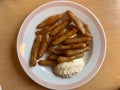 Gobo no karaage - a Japanese style deep fried burdock with mayonnaise dip sauce Royalty Free Stock Photo