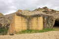 Gobustan. Azerbaijan. 05.15.2017. The inscription on the stone at the entrance to the reserve