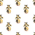 Goby cow watercolor seamless pattern on white background. Royalty Free Stock Photo