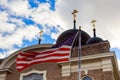 God Bless America American flag and church steeple Royalty Free Stock Photo