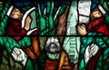 God, the Creator of all life, detail of stained glass window in church of Saint John in Piflas, Germany