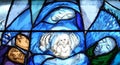 God, the Creator of all life, detail of stained glass window in church of Saint John in Piflas, Germany