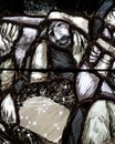 God, the Creator of all life, detail of stained glass window in church of Saint John in Piflas, Germany