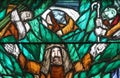 God, the Creator of all life, detail of stained glass window in church of Saint John in Piflas, Germany