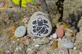 God Ganesha - drawing on a stone in a makeshift altar.