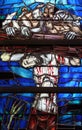 God gives people new life, stained glass window by Sieger Koder in church of St John in Piflas, Germany Royalty Free Stock Photo