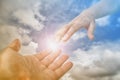 God Hand reaching for the faithful Royalty Free Stock Photo