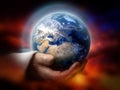 God holding the earth conceptual theme Royalty Free Stock Photo