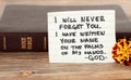 God Jesus Christ`s love for faithful believers handwritten Bible quote. Royalty Free Stock Photo