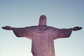 God, Jesus or sky with statue sculpture for travel or christian faith for tourism or heritage site. Background, history