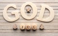 God Jul, Scandinavian Merry Christmas, Small wooden blocks and wooden letters Royalty Free Stock Photo