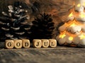 God Jul, Scandinavian Merry Christmas with wooden blocks Royalty Free Stock Photo