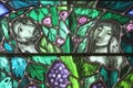 God leads his own to completion in all his glory, detail of stained glass window in church of Saint John in Piflas, Germany