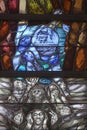 God leads his own to completion in all his glory, detail of stained glass window in church of Saint John in Piflas, Germany