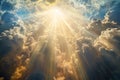 God light in heaven symbolizing divine presence, truth, spiritual illumination, God love and grace. Light beams blessing Royalty Free Stock Photo