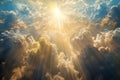 God light in heaven symbolizing divine presence, truth, spiritual illumination, God love and grace. Light beams blessing Royalty Free Stock Photo