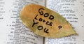 God LORD loves you Bible hopeful message and promise Royalty Free Stock Photo