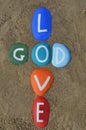 God Is Love, Multicolored Stones Composition