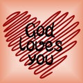 God loves you, done in red heart