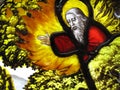 God on a medieval stained glass windo Royalty Free Stock Photo