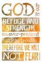 God is our refuge and strength Psalm 46:1-2 - Poster with Bible text quotation