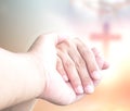 Jesus holding hand of someone for help Royalty Free Stock Photo