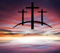 God`s cross . Light in dark sky . Religion background . Royalty Free Stock Photo