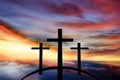 God`s cross . Light in dark sky . Religion background . Royalty Free Stock Photo