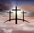 God`s cross . Light in dark sky . Religion background . Royalty Free Stock Photo