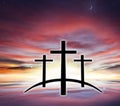 God`s cross . Light in dark sky . Religion background . Royalty Free Stock Photo