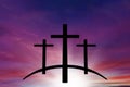 God`s cross . Light in dark sky . Religion background . Royalty Free Stock Photo