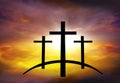 God`s cross . Light in dark sky . Religion background . Royalty Free Stock Photo