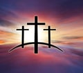 God`s cross . Light in dark sky . Religion background . Royalty Free Stock Photo