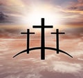 God`s cross . Light in dark sky . Religion background . Royalty Free Stock Photo