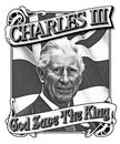 God Save The King - Charles III Vintage Engraved Royalty Free Stock Photo